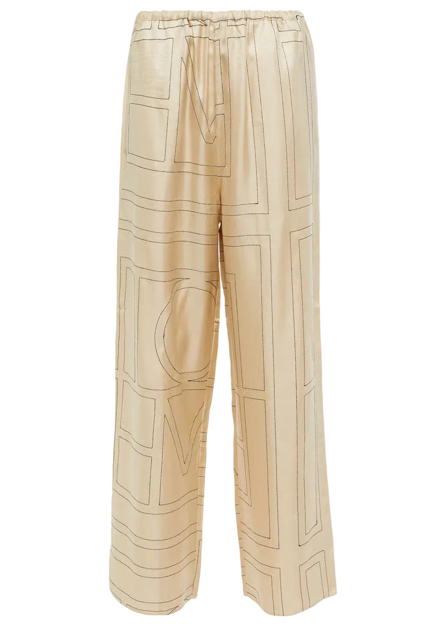 Monogram Silk Pj Bottoms