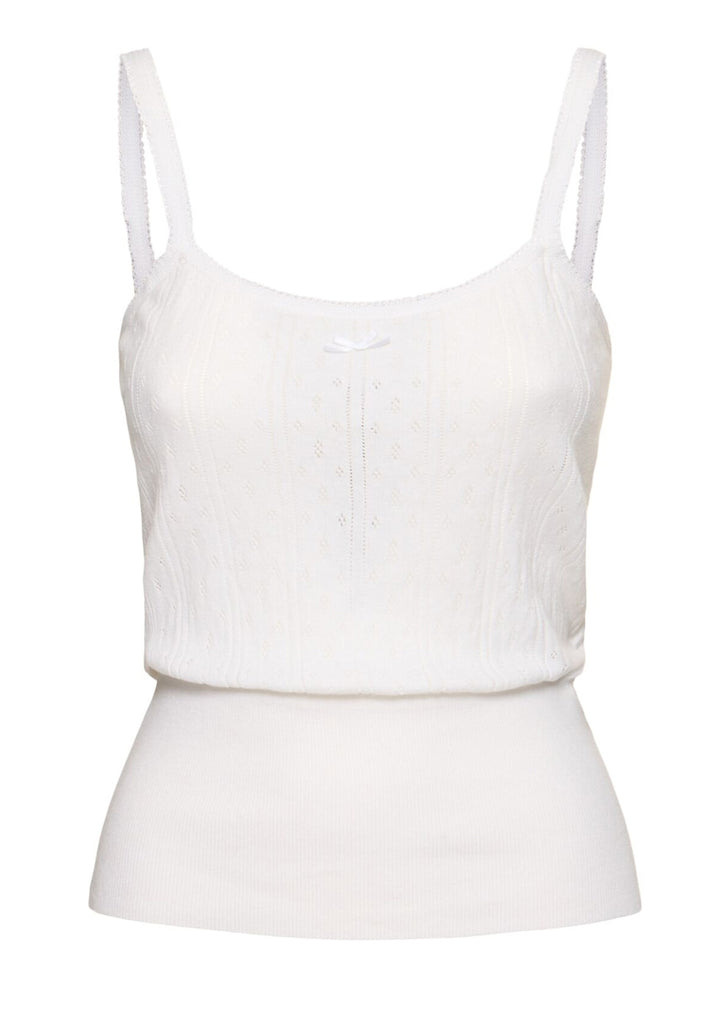 Pointelle straight neck tank