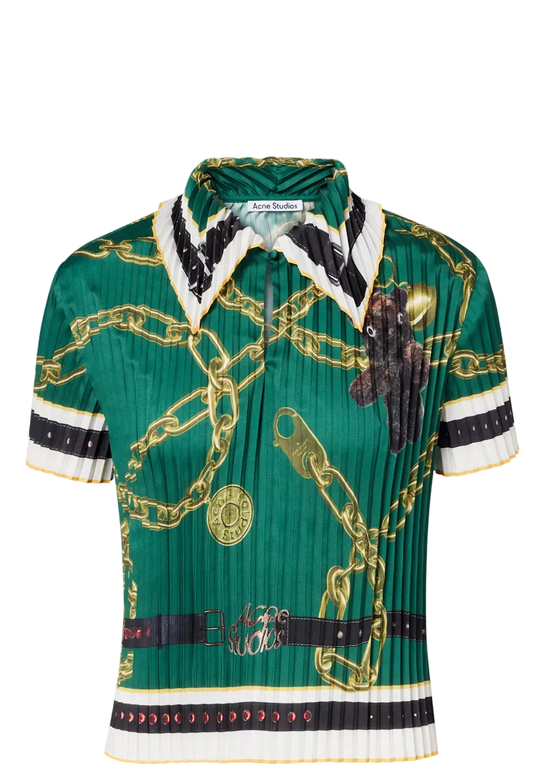 Pleated Printed Blouse