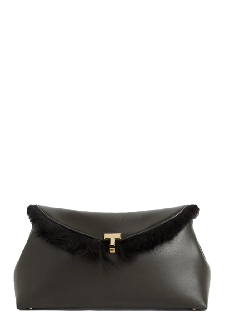 Shearling T-Lock clutch