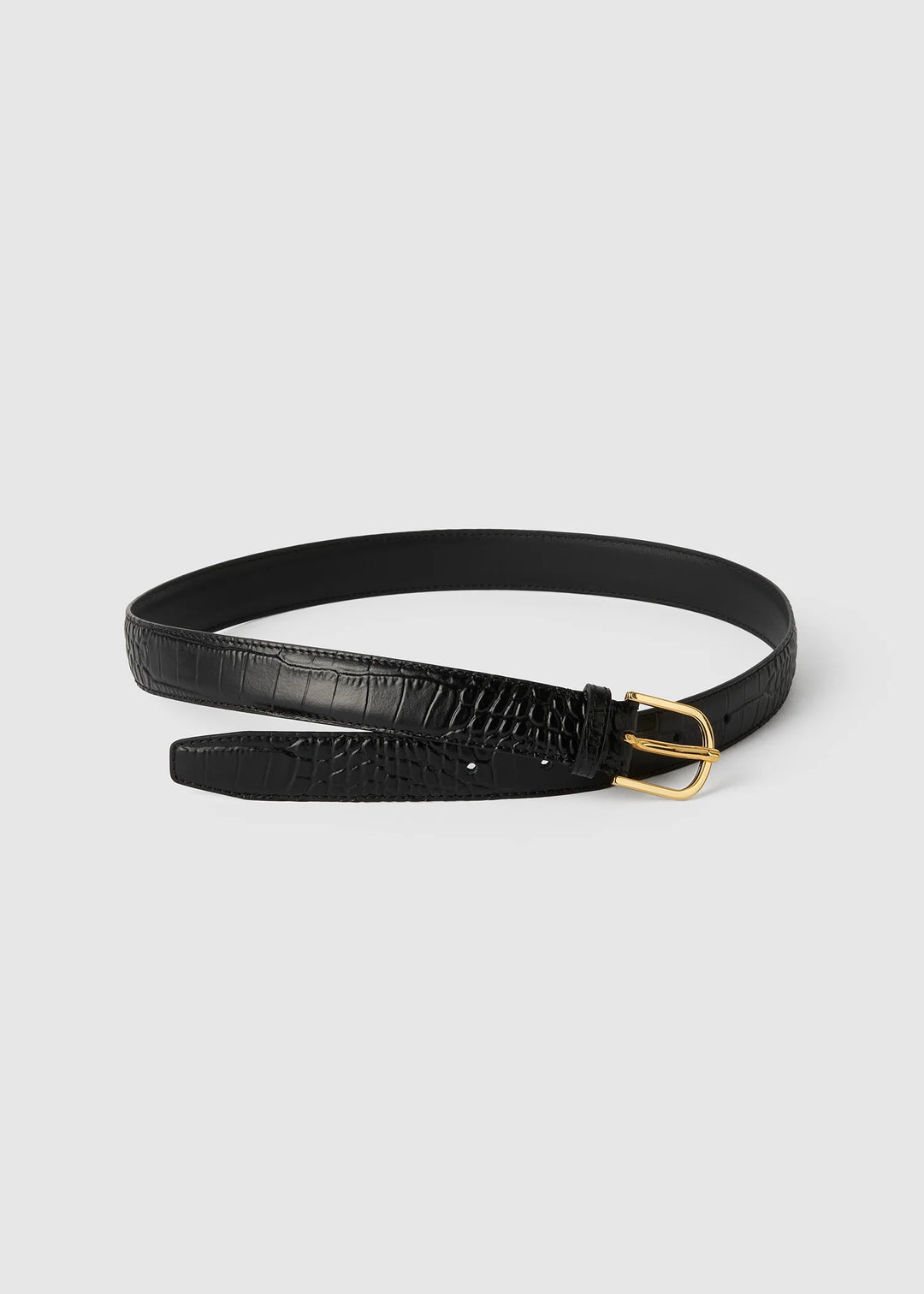 Slim croco-embossed trouser belt