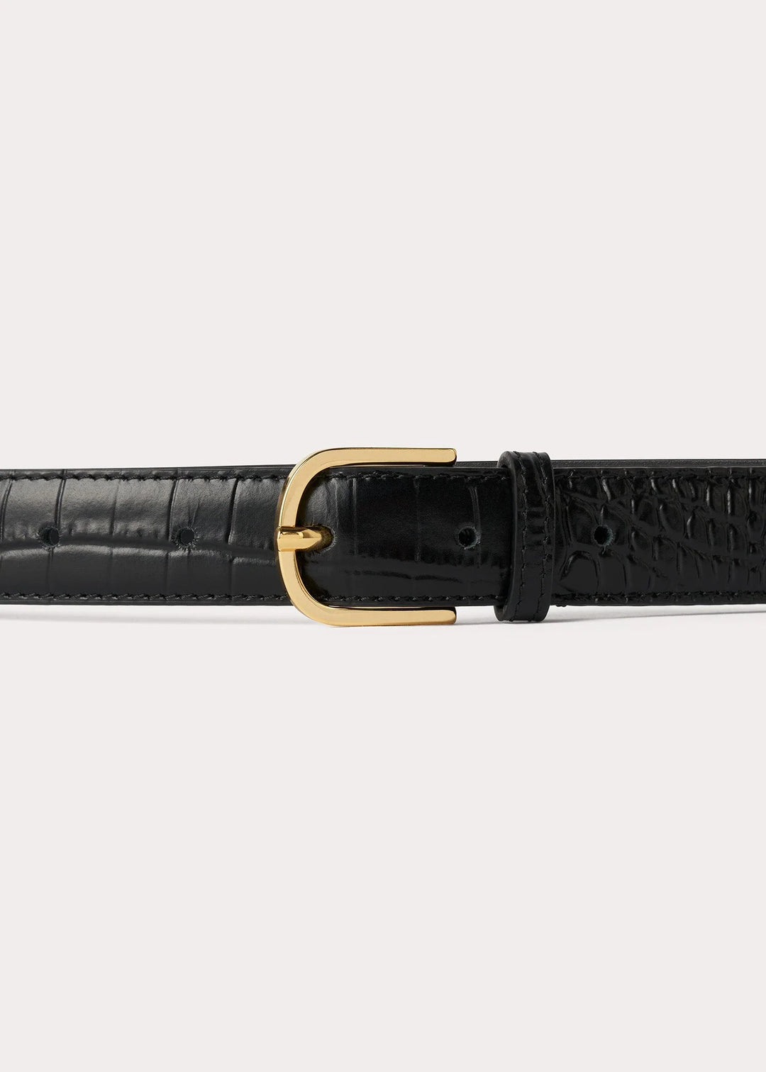 Slim croco-embossed trouser belt