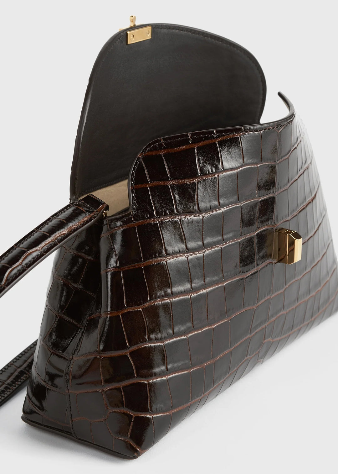 T-Lock croco-embossed clutch