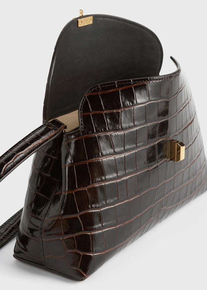 T-Lock croco-embossed clutch