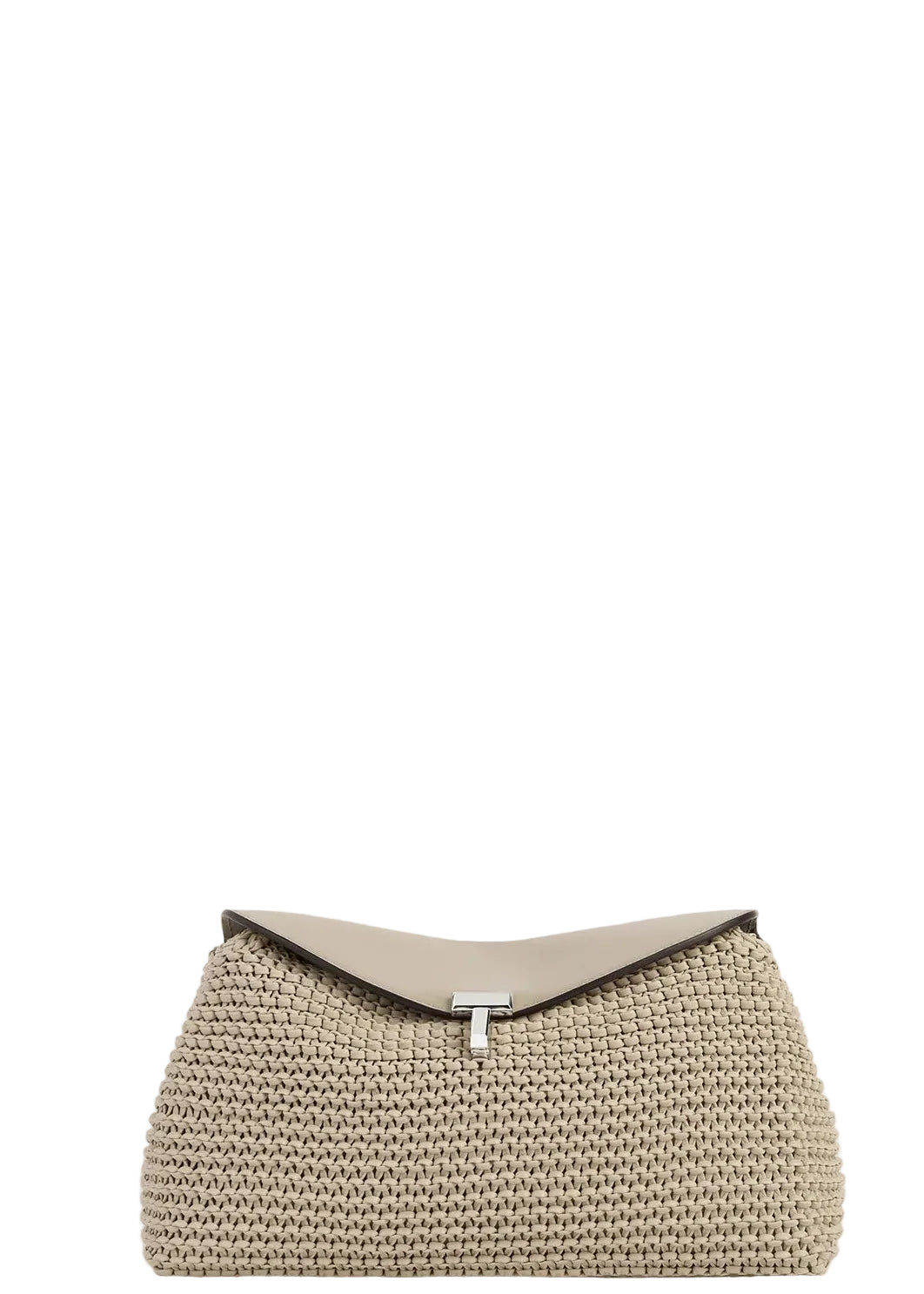 T-Lock Woven-Leather Clutch