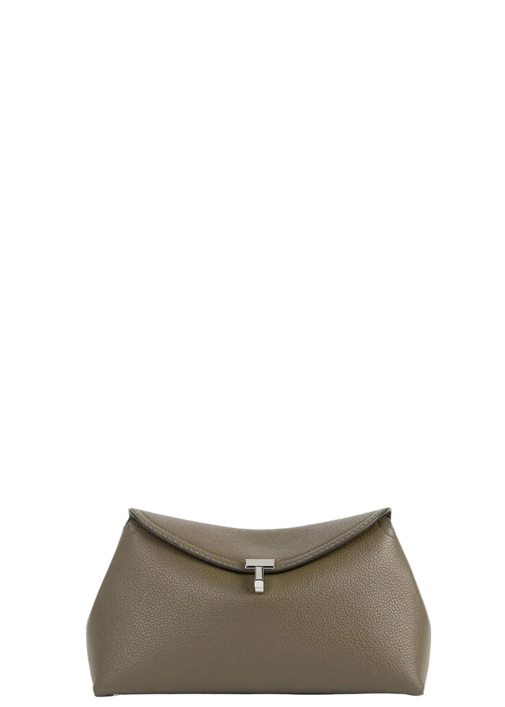T-Lock Grained-Leather Clutch