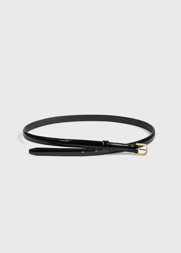 Thin patent-leather trouser belt