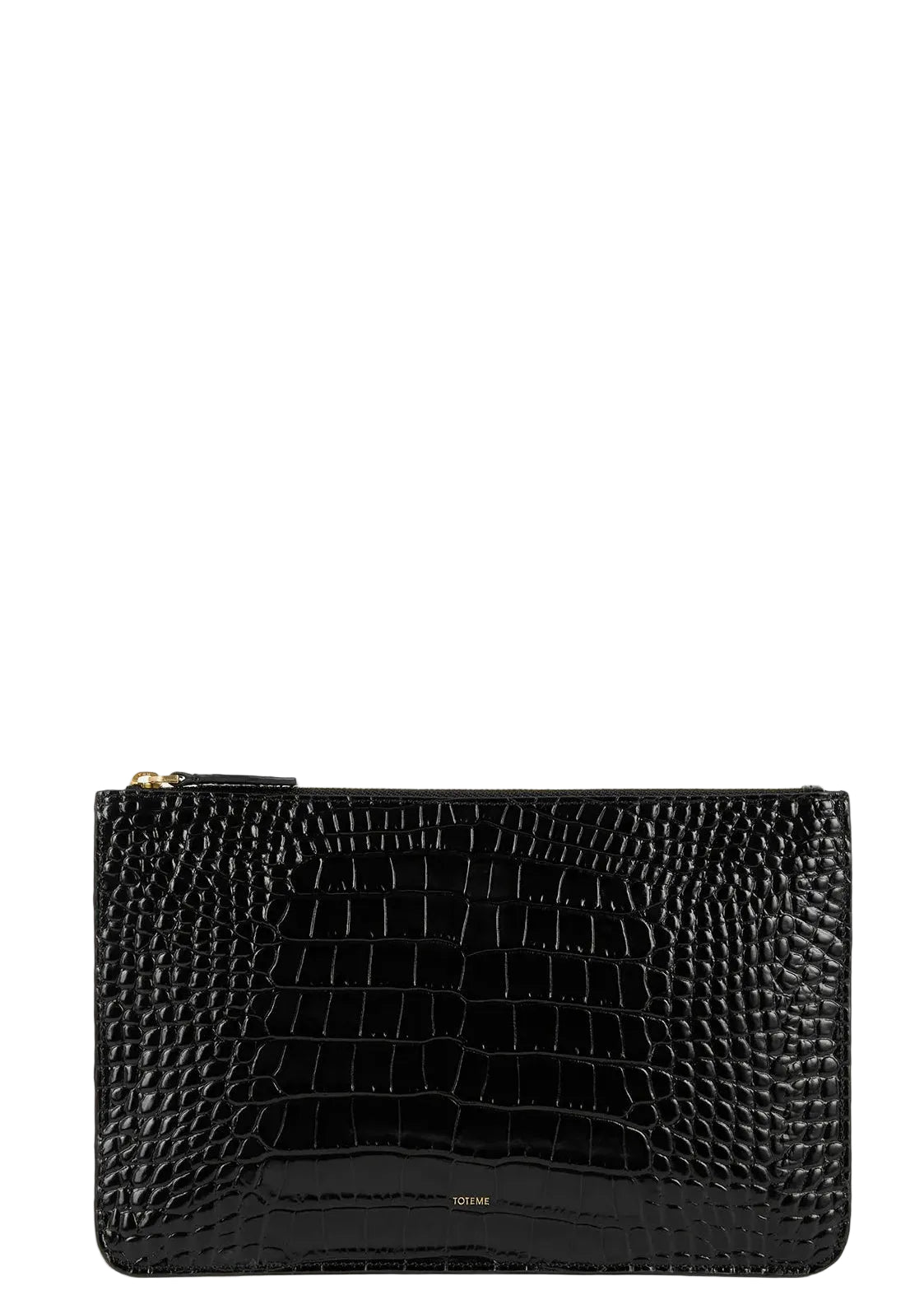 Threefold Croco-Embossed Clutch
