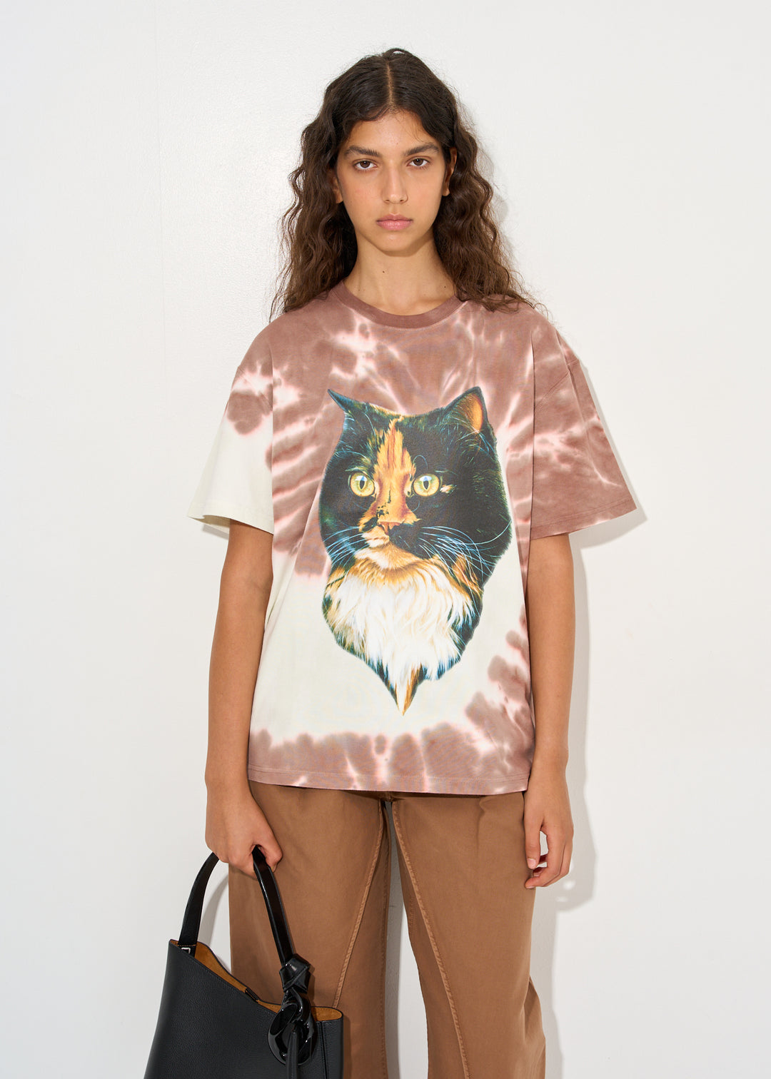 Cat print tie dye t-shirt