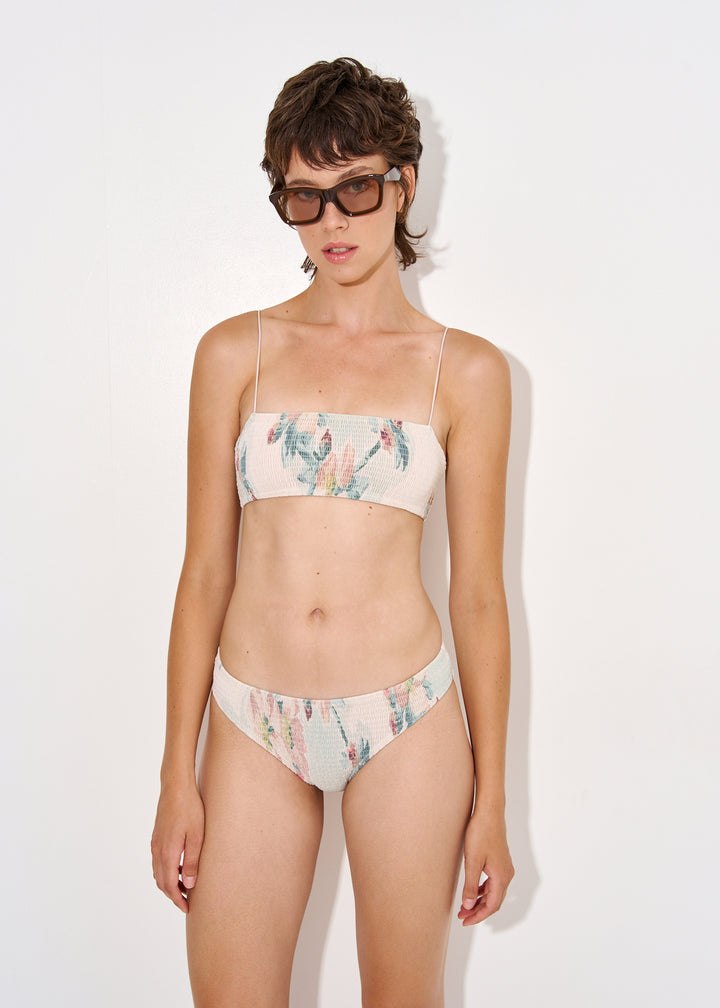 Smocked Mid-Rise Bikini Bottoms