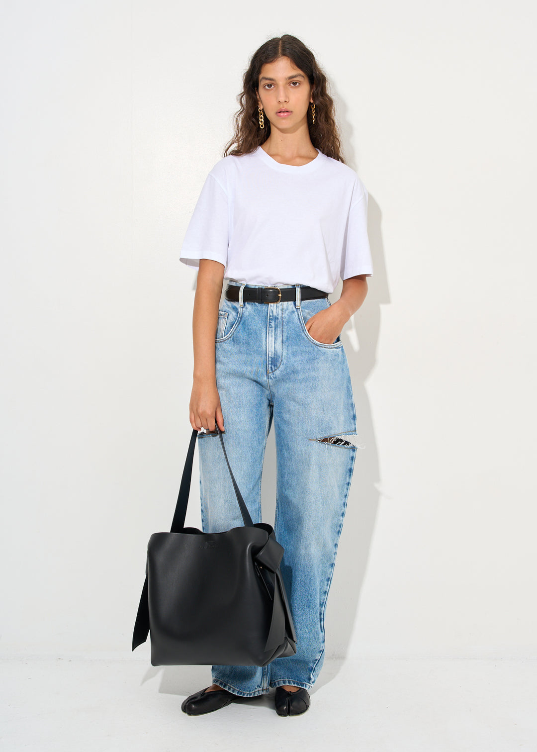 Denim jeans with slash details