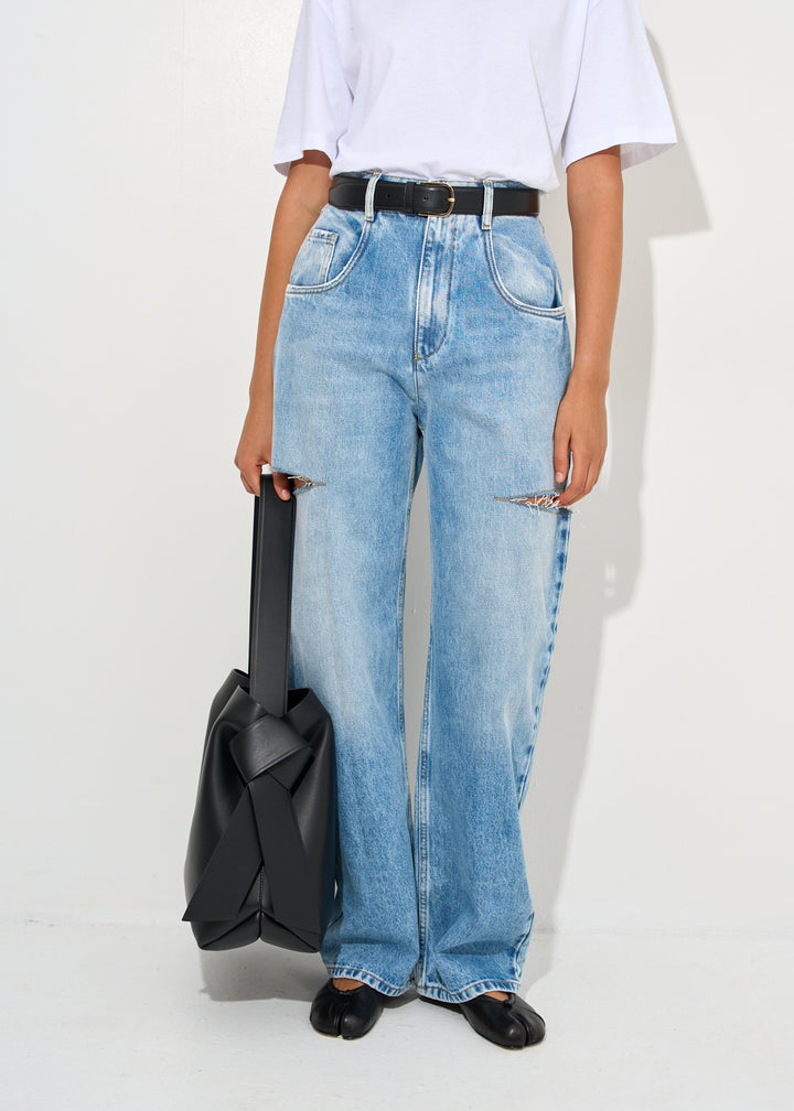 Denim jeans with slash details