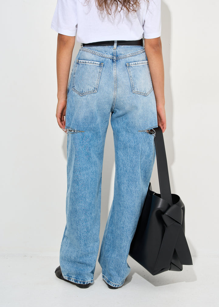 Denim jeans with slash details