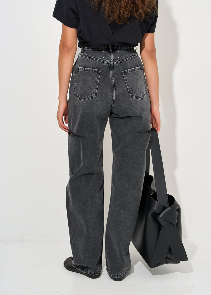 Denim jeans with slash details