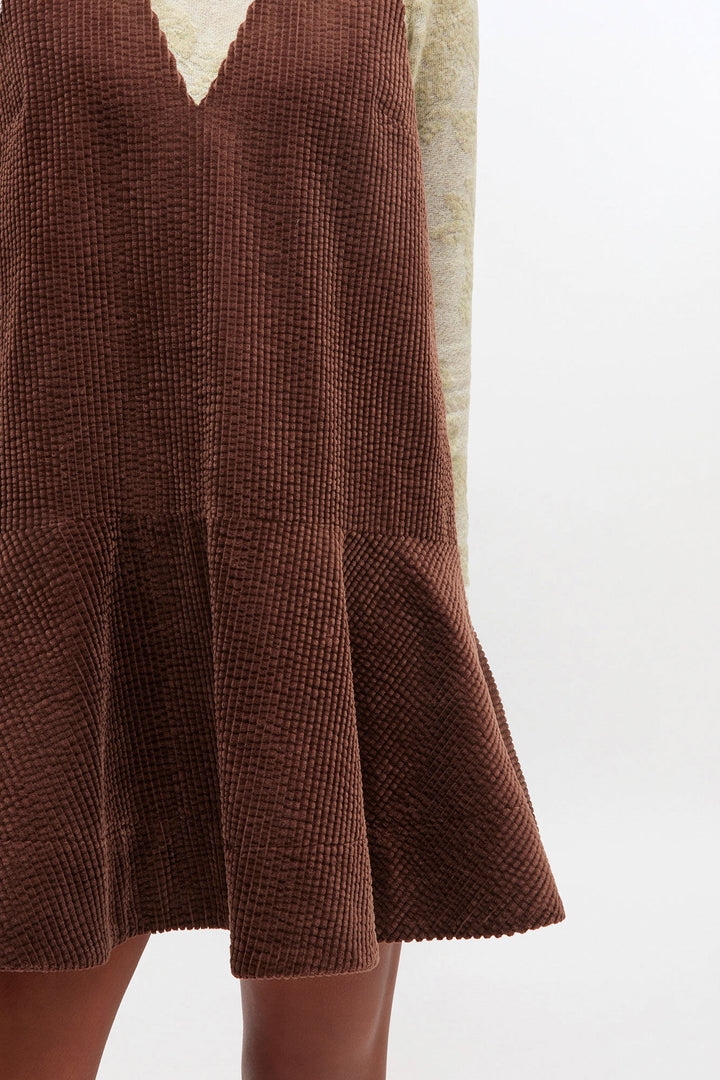 Corduroy V-neck Mini Dress