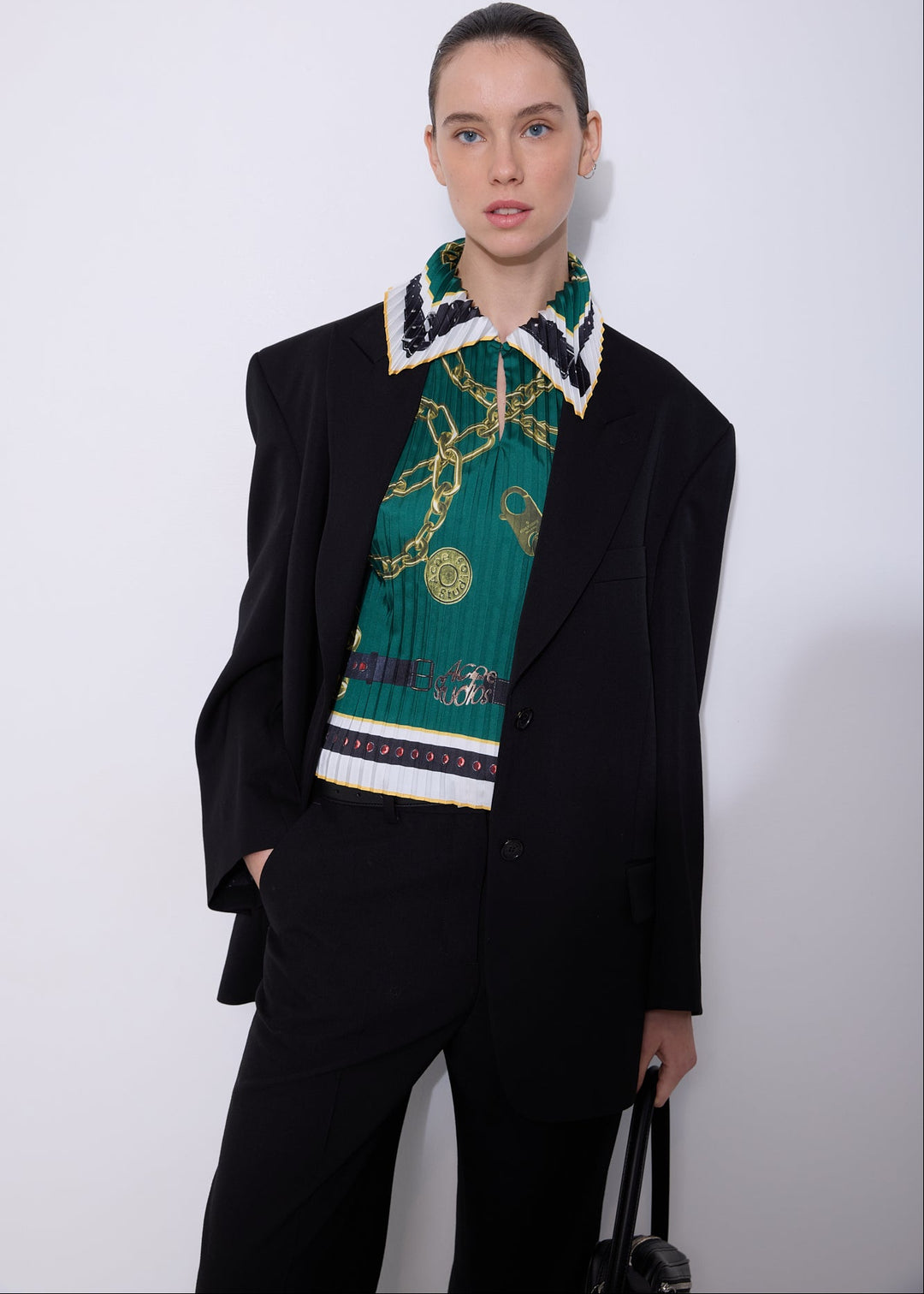 Pleated printed blouse