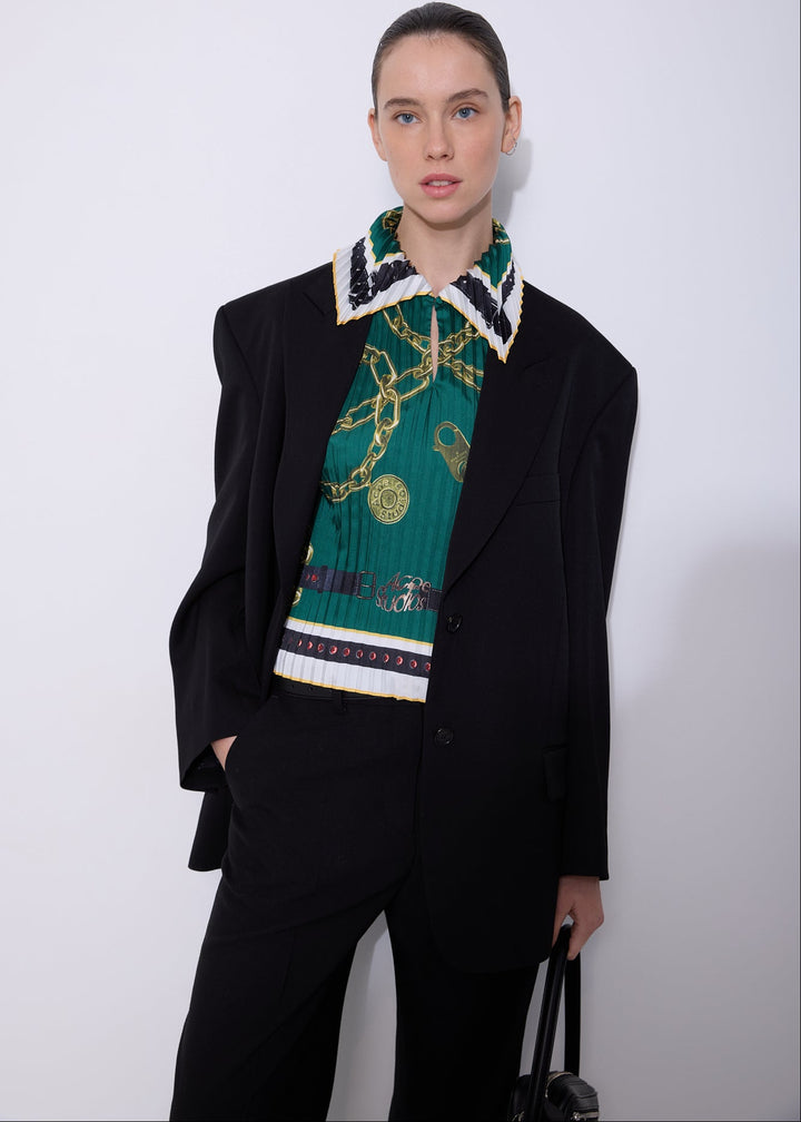 Pleated printed blouse