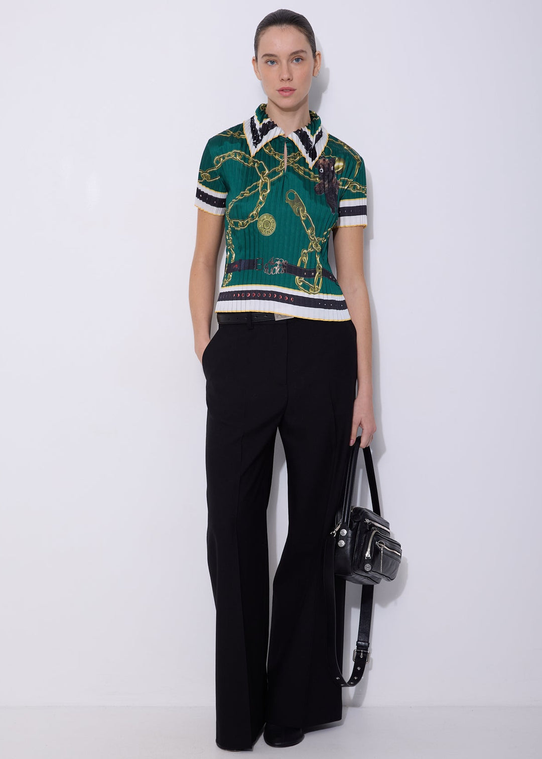 Pleated printed blouse