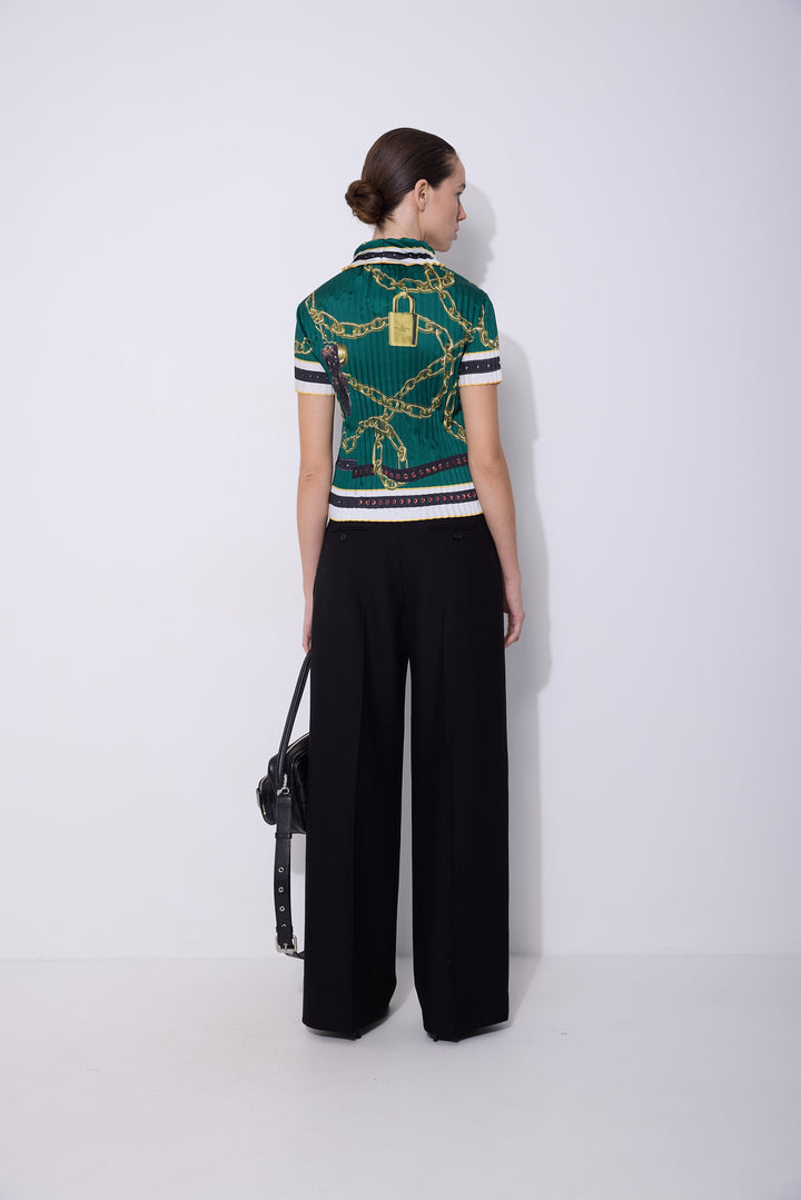 Pleated printed blouse