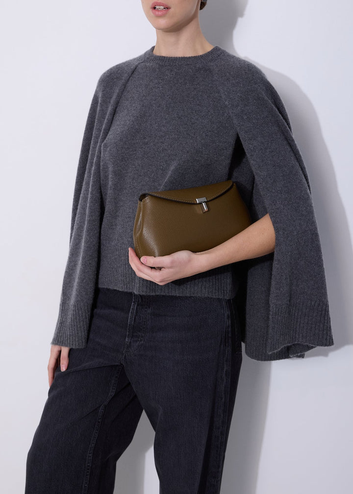 T-Lock Grained-Leather Clutch