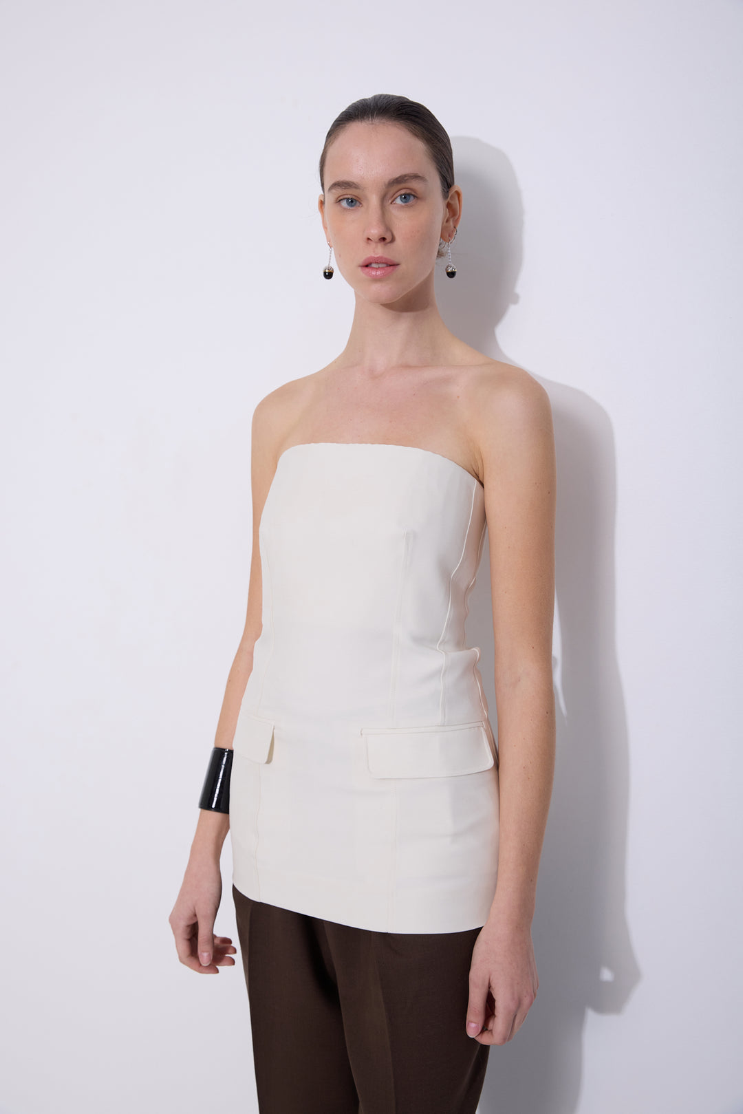 Strapless Crepe Pocket Top