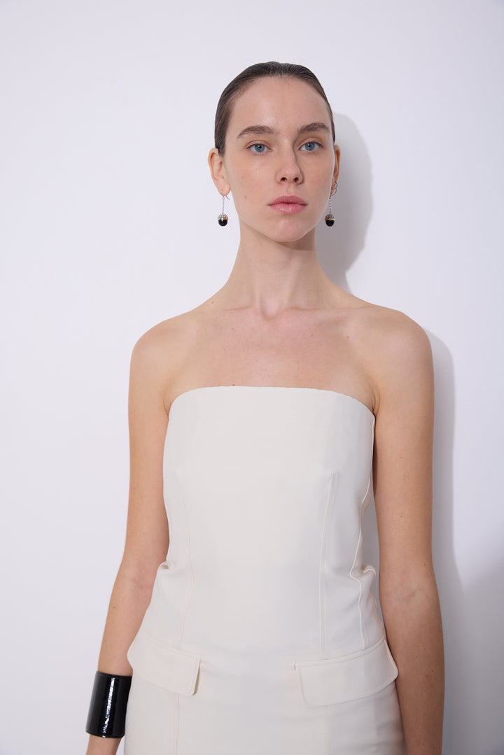 Strapless Crepe Pocket Top