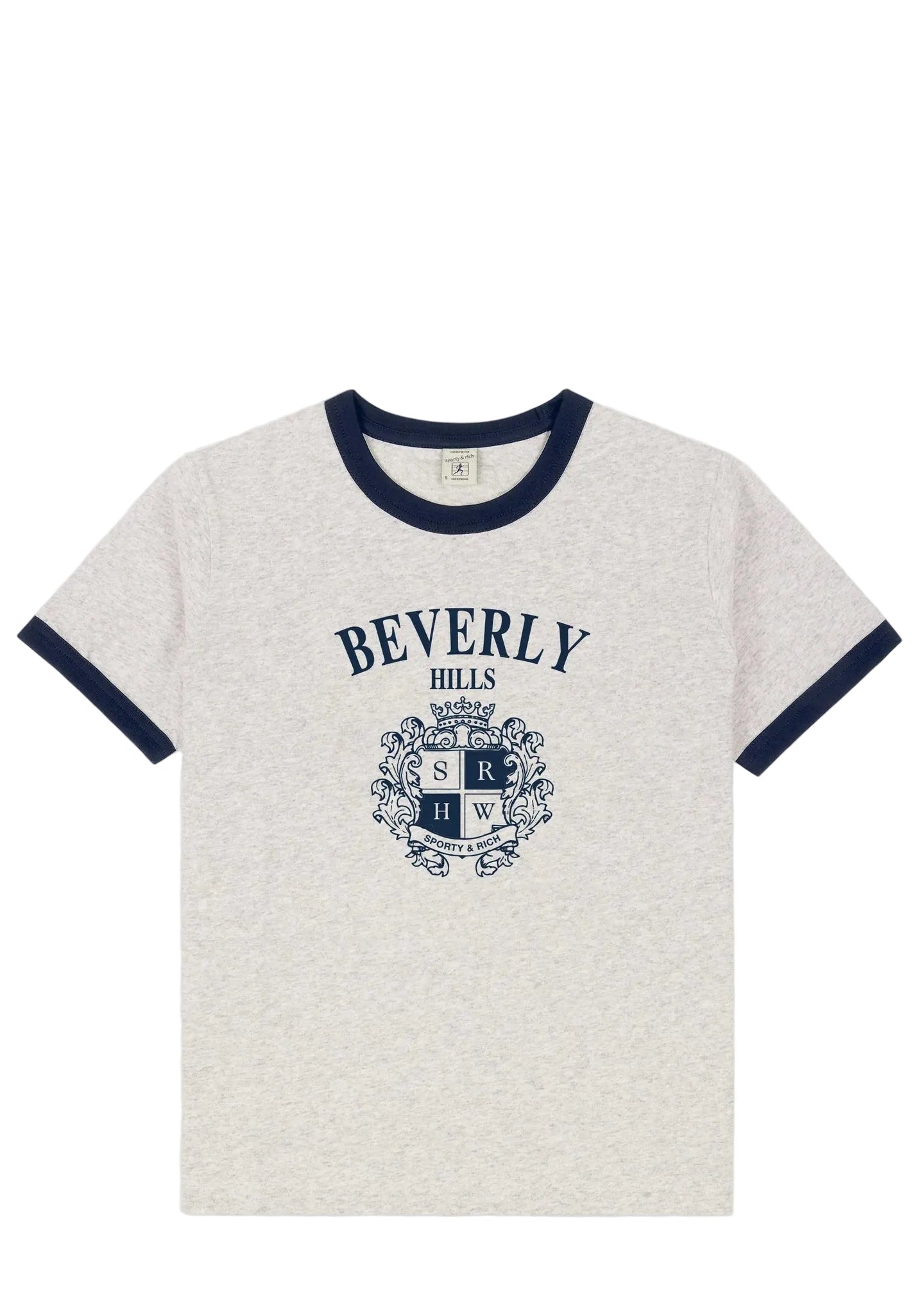 SPORTY & RICH | BH Crest Soft Ringer Tee | Tops