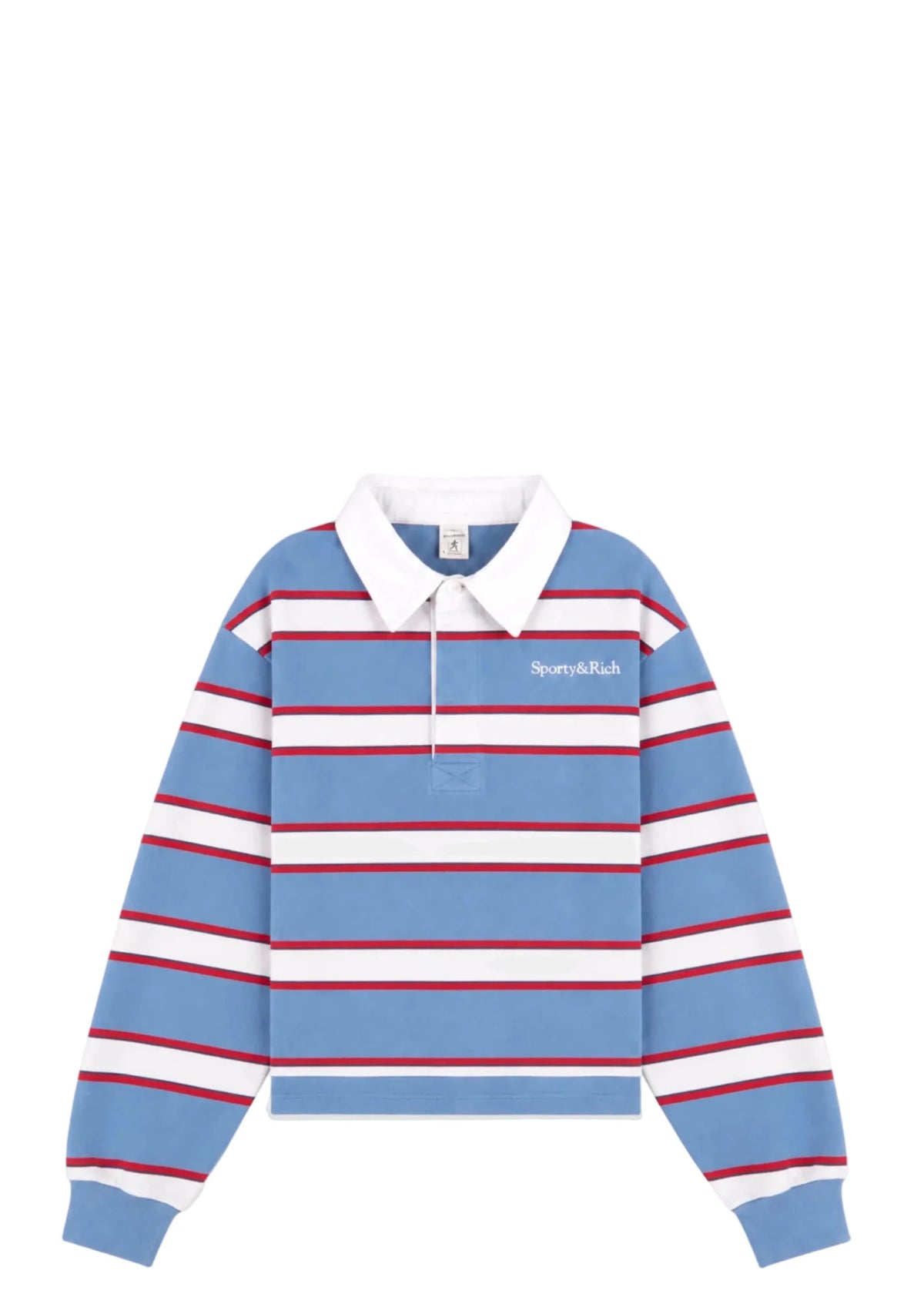 SPORTY & RICH | Blondie Serif Logo Rugby Polo | Tops