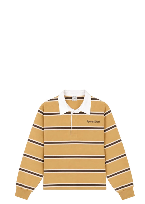 SPORTY & RICH | Blondie Serif Logo Rugby Polo | Tops