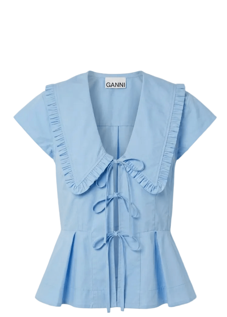 GANNI | Compact Poplin Collar Blouse | Tops