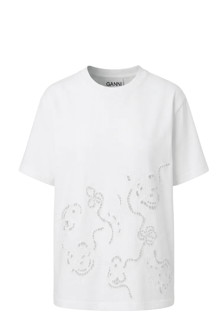 GANNI | cotton Jersey Embroidery | T-Shirts