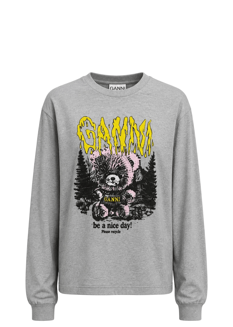 GANNI | Cotton Jersey Longsleeve Teddy | Tops