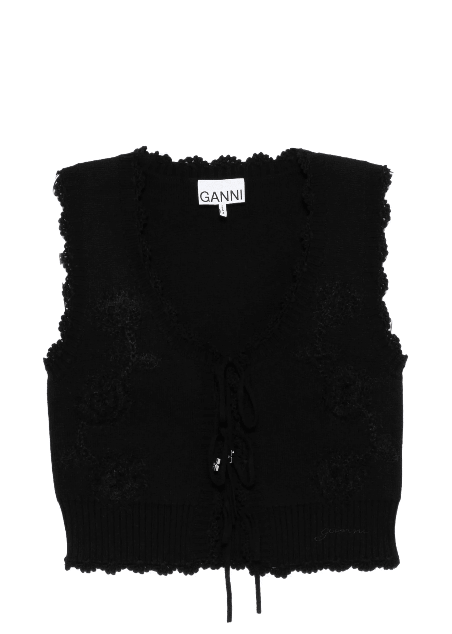 GANNI | Crochet Applique Vest | Knitwear