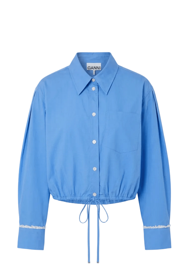 GANNI | Cropped Bowling Shirt | Tops