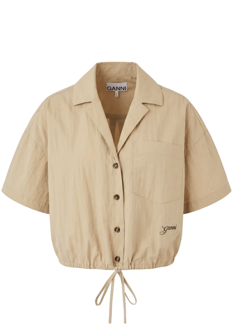 GANNI | Cropped Bowling Shirt | Tops