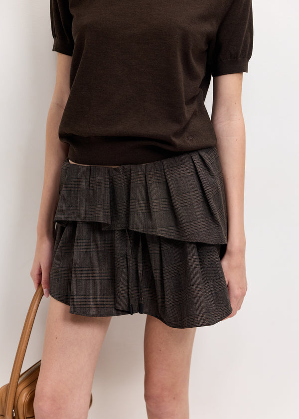 Short Pleated Wool Skirt