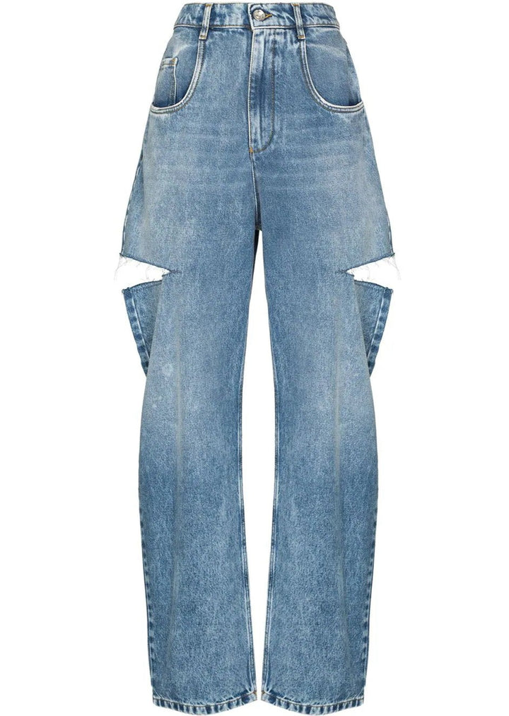 Denim jeans with slash details