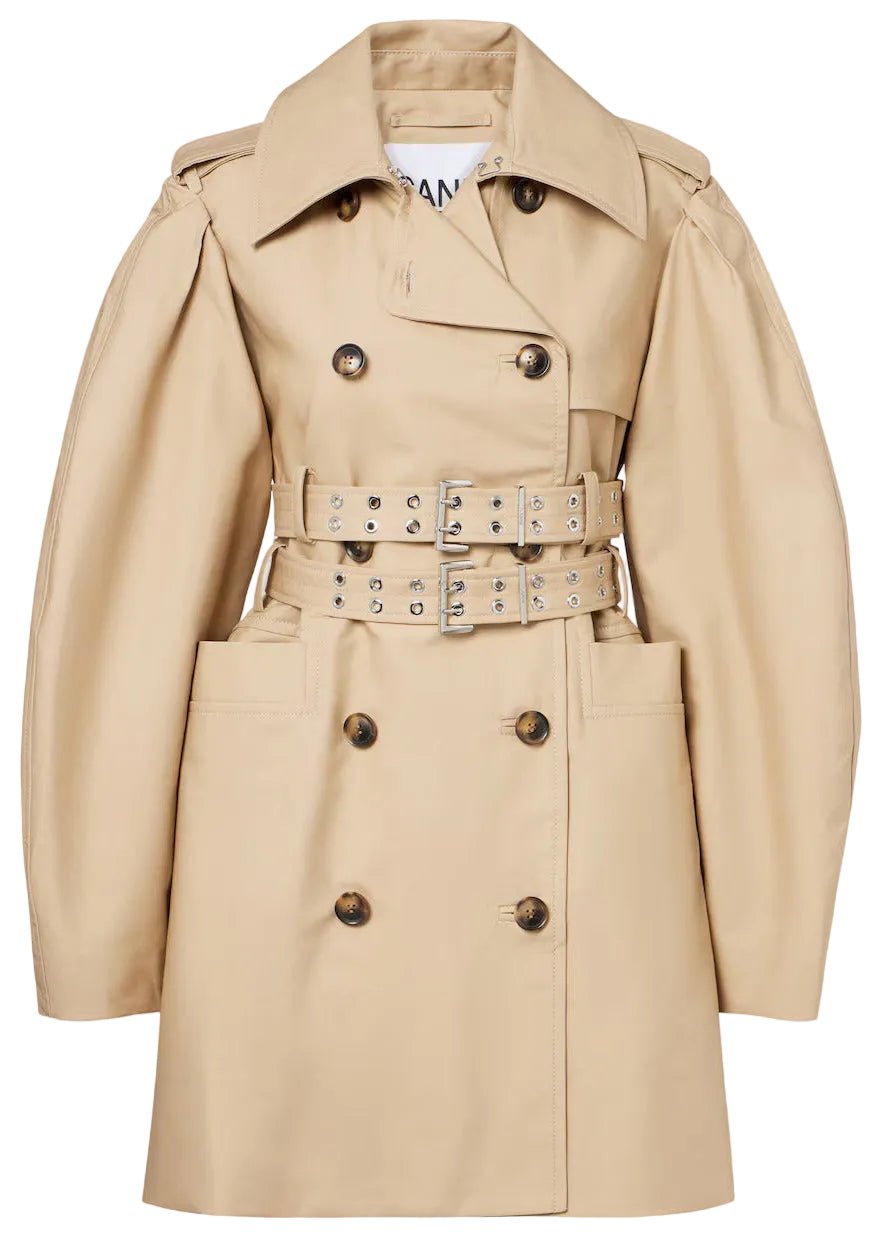 GANNI | Double Cotton Peplum Trench | Jackets & Coats