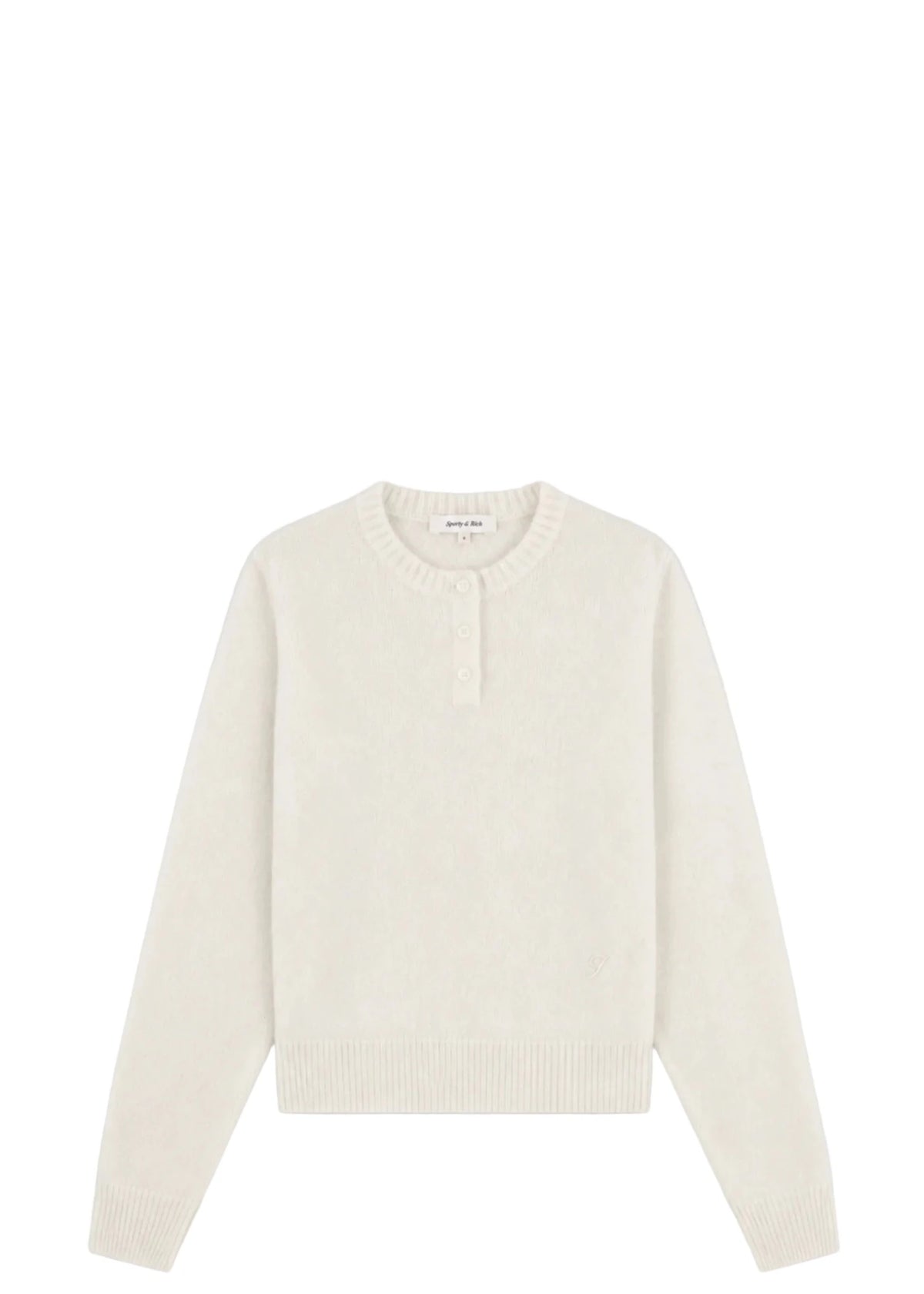SPORTY & RICH | Iba S Logo Cashmere Henley | Knitwear