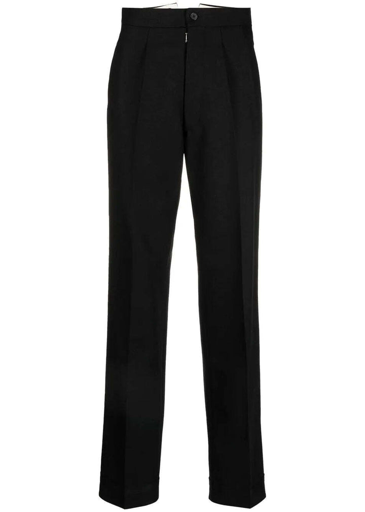 Herringbone Wool Pleated Trousers