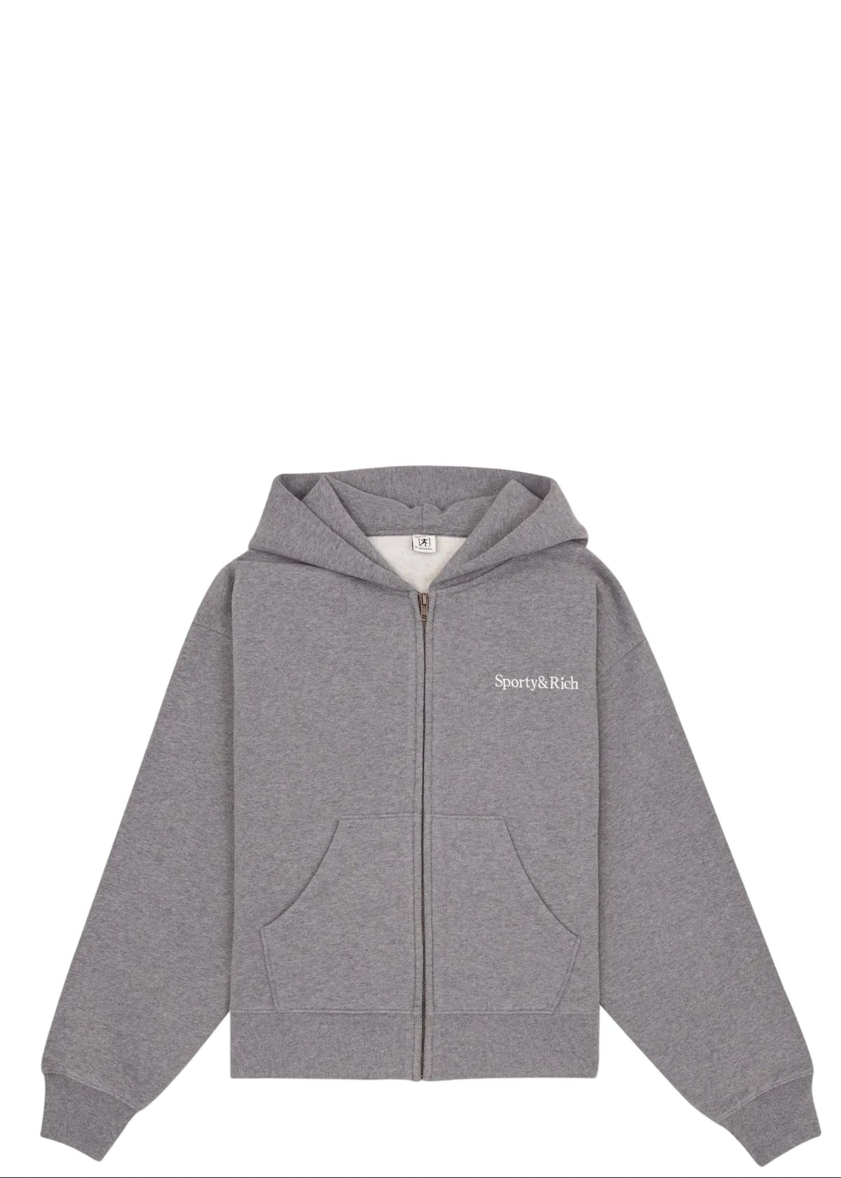SPORTY & RICH | Serif Logo Embroidered Zip Hoodie | Sweatshirts