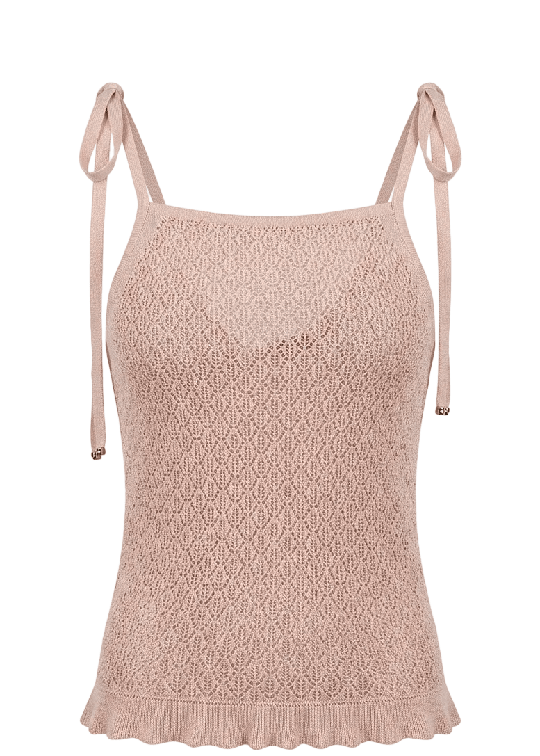 GANNI | Shiny Viscose Pointelle Top | Tops