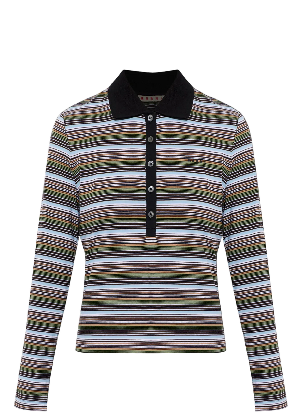 striped jersey polo shirt|MARNI- חולצת פסים מרני