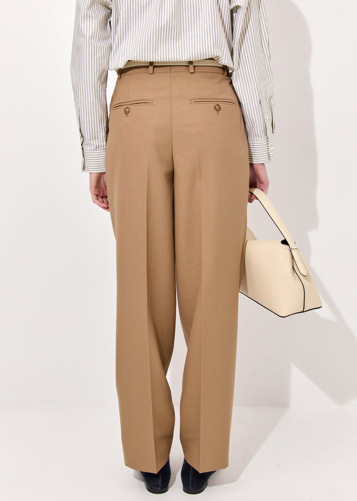 Double-pleated tailored trousers