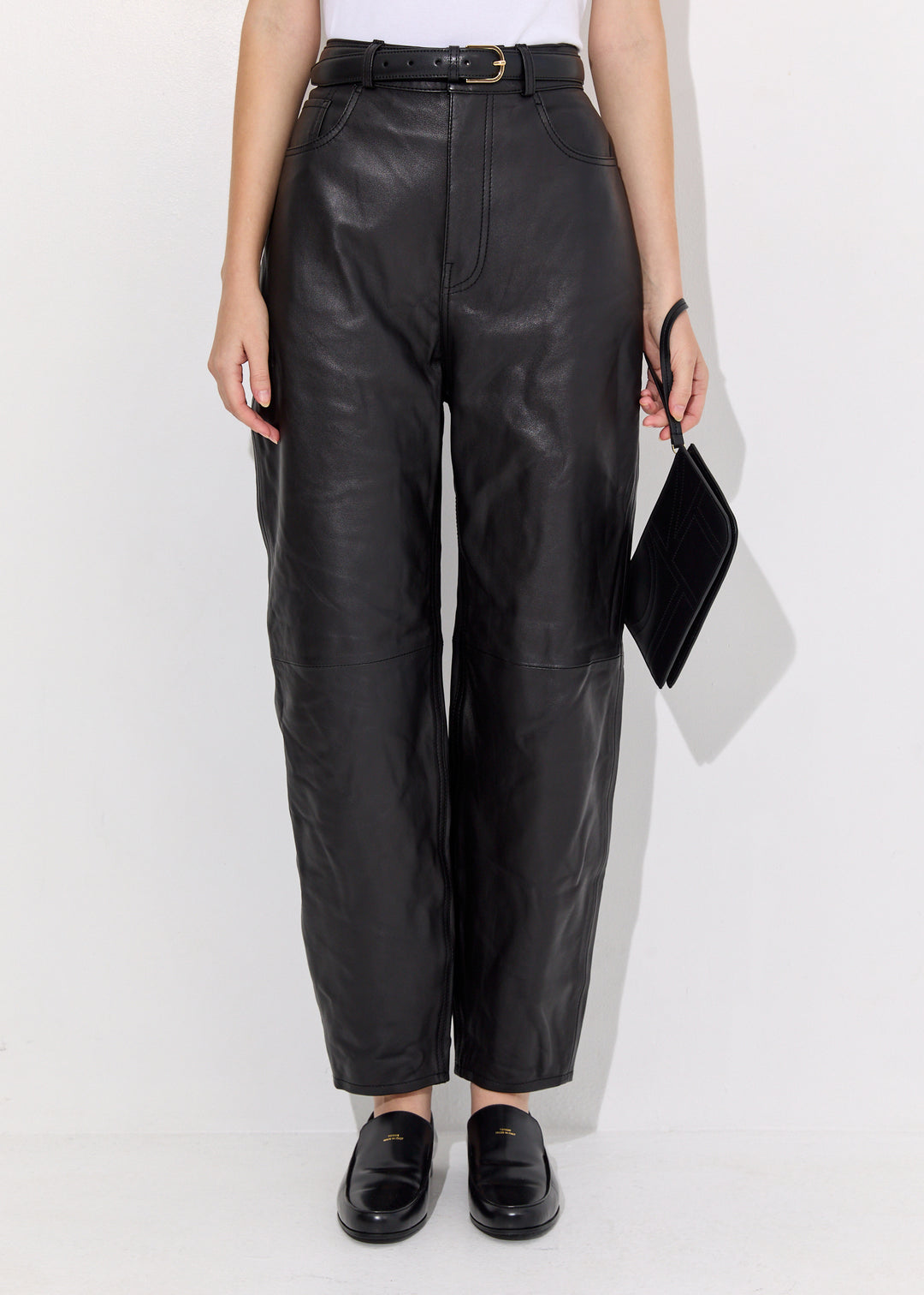 Tapered Leather Trousers