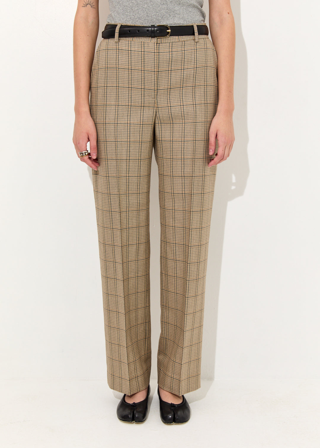 Windowpane-check suit trousers