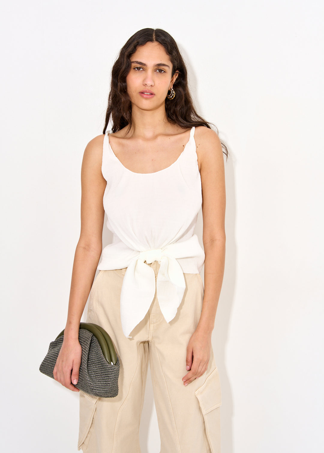 Knot front strap top