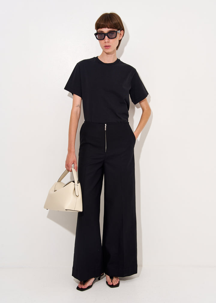 Zip-Front Wide Trousers