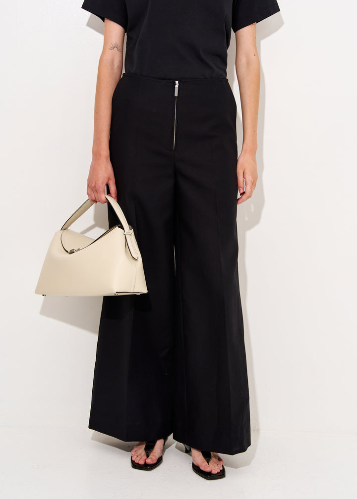 Zip-Front Wide Trousers