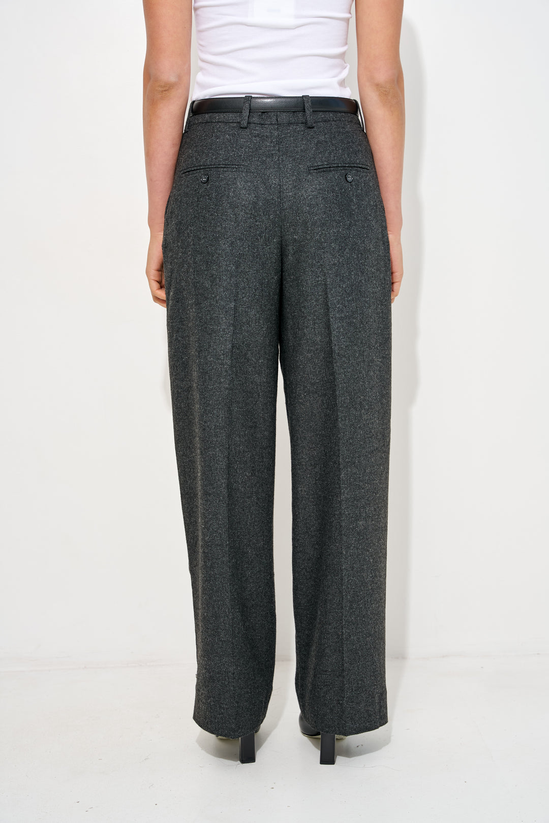 Wide flannel trousers